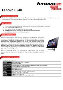 Lenovo C540 Spec Sheet.pdf