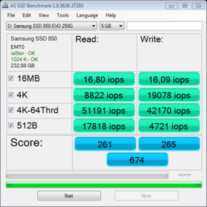 Πατήστε στην εικόνα για να τη δείτε σε μεγέθυνση. 

Όνομα:  as-ssd-bench Samsung SSD 850  5GB iops P55.png 
Εμφανίσεις:  5 
Μέγεθος:  31,9 KB 
ID: 190132